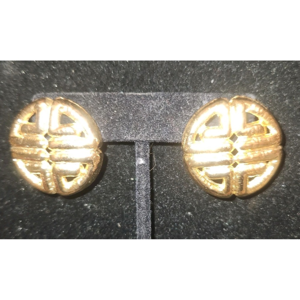 GIVENCHY  LOGO Gold Tone Pierced Vintage Earrings. - Picture 4 of 9
